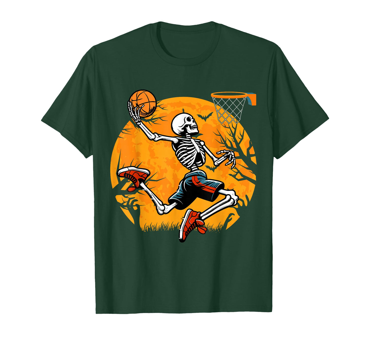 Basketball Skeleton Halloween Spooky Boys Basketball Player T-Shirt