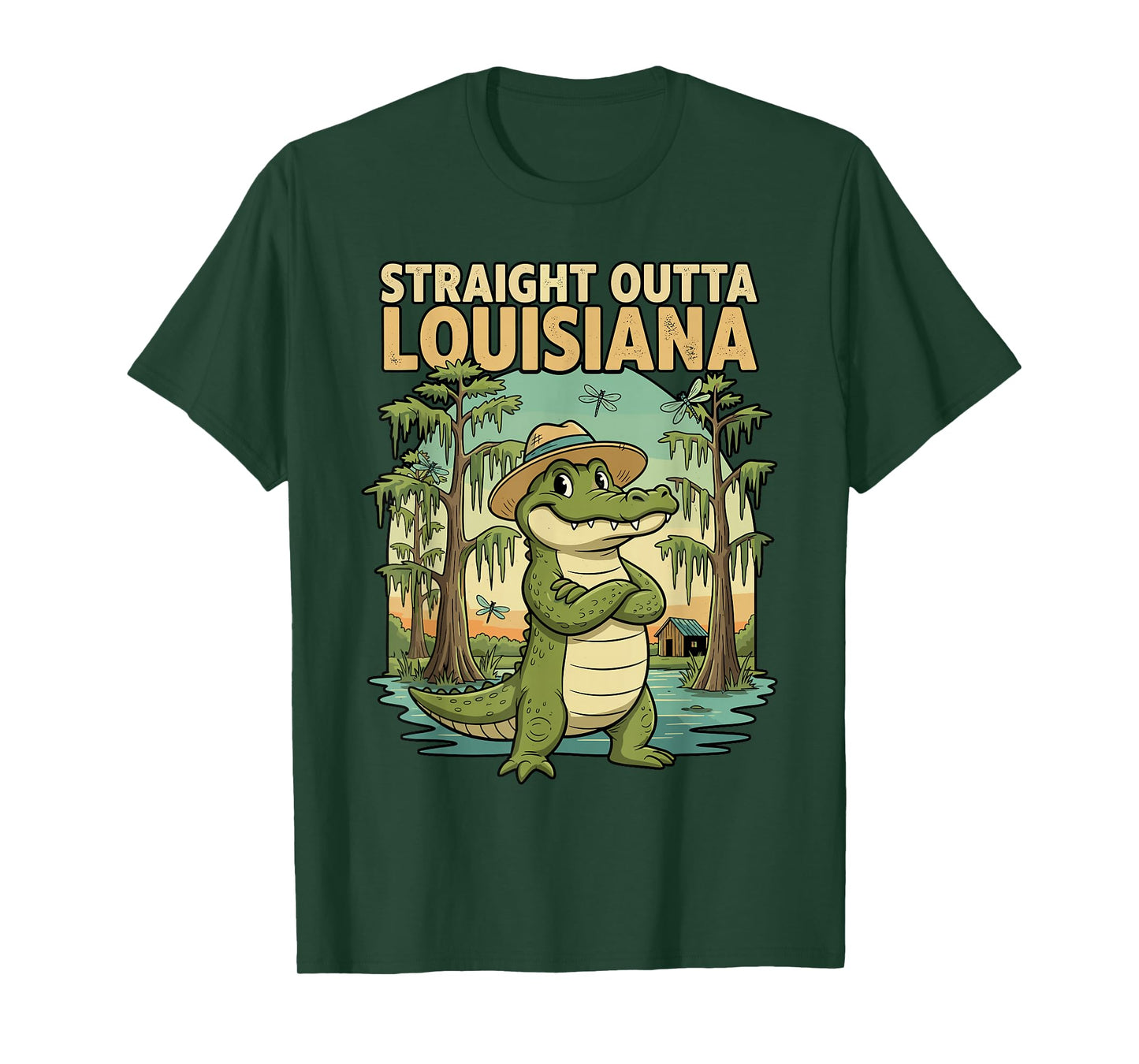 Funny Louisiana Alligator Retro Wildlife Travel Bayou Swamp T-Shirt