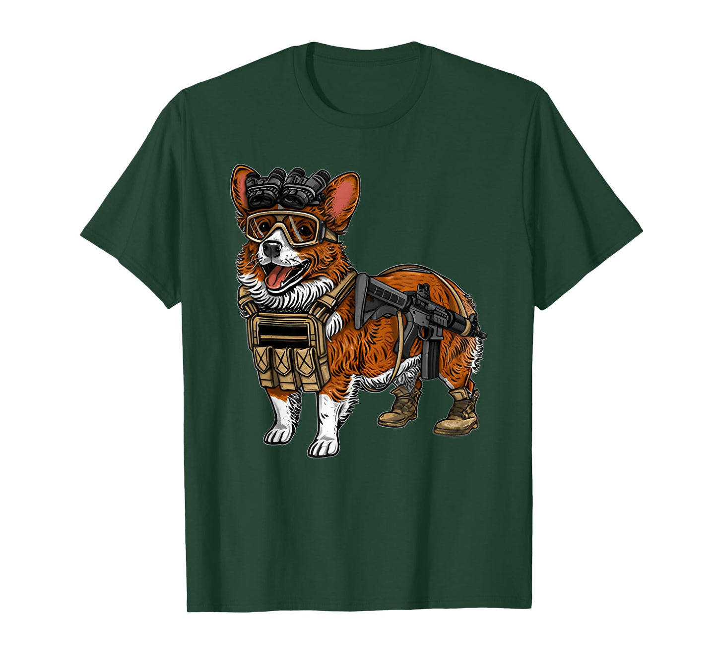 Funny Tactical Corgi Dog T-Shirt for Men Women
