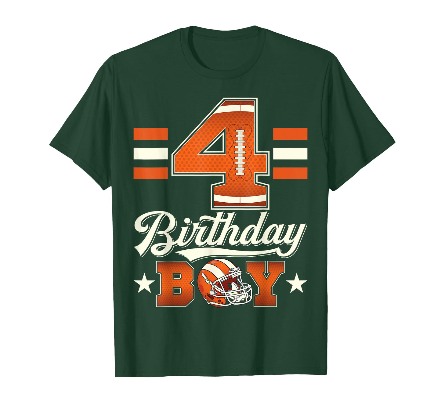 Four 4th Birthday Boy Football 4 Year Old Sports Party T-Shirt