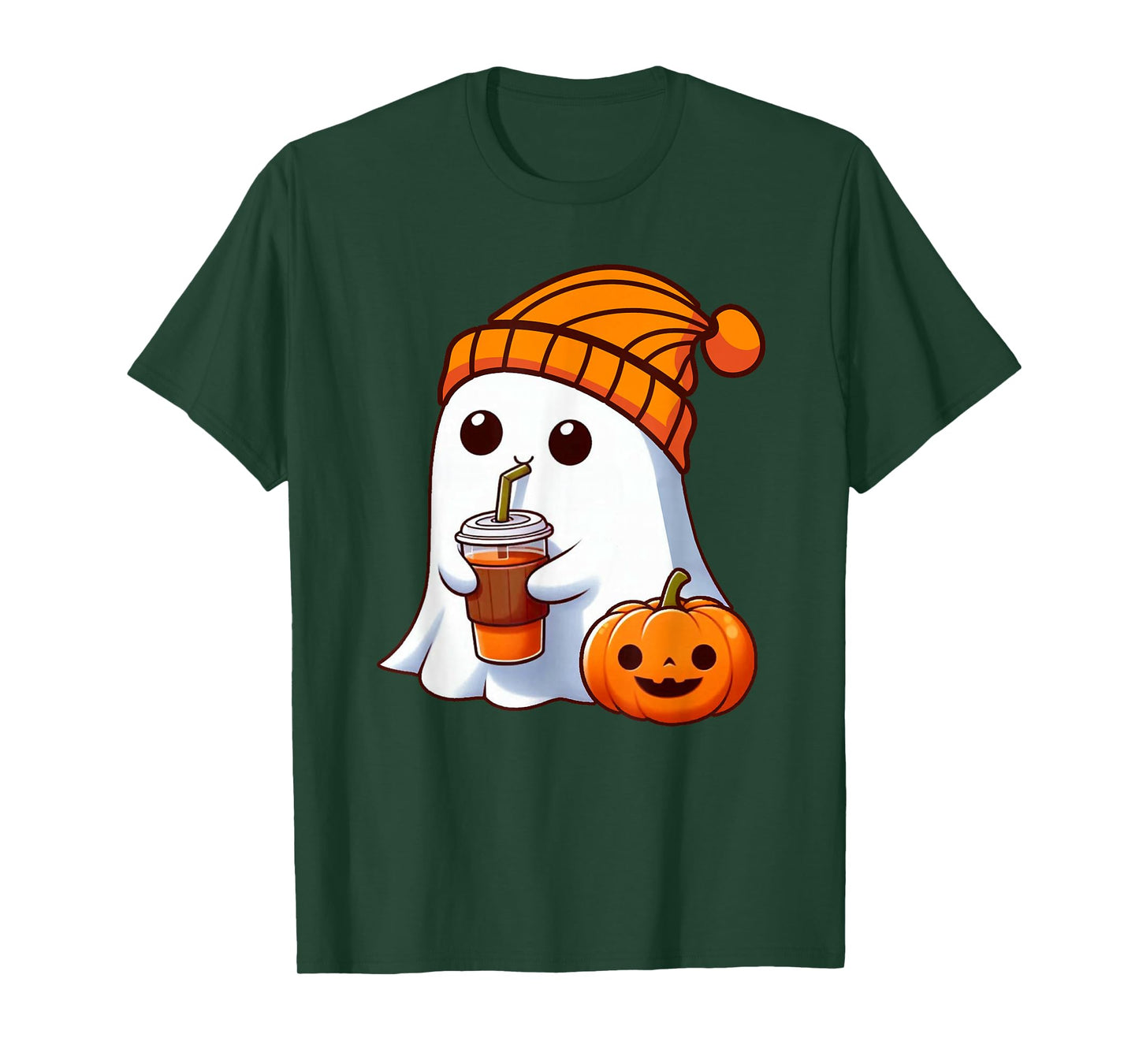 Halloween Costume Ghost drinking pumpkin Men Women girls T-Shirt