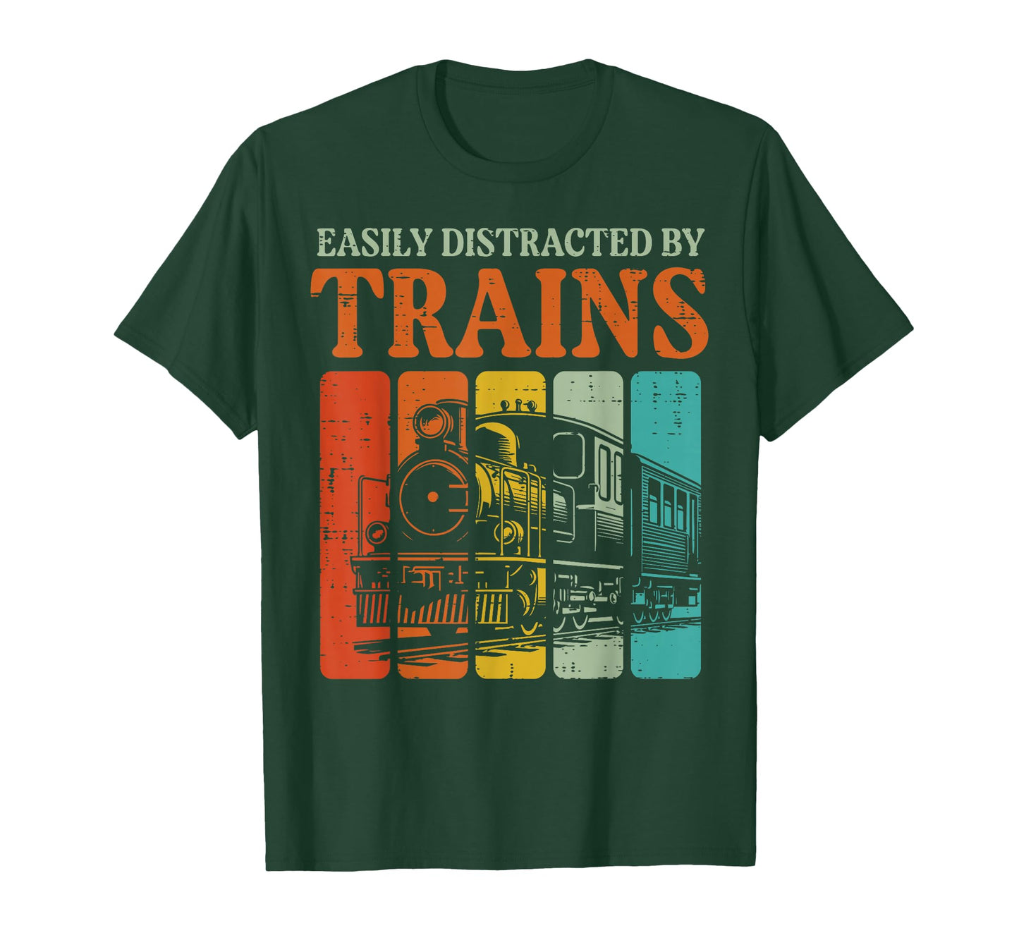Easily Distracted By Trains Funny Locomotive Men Boys Kids T-Shirt