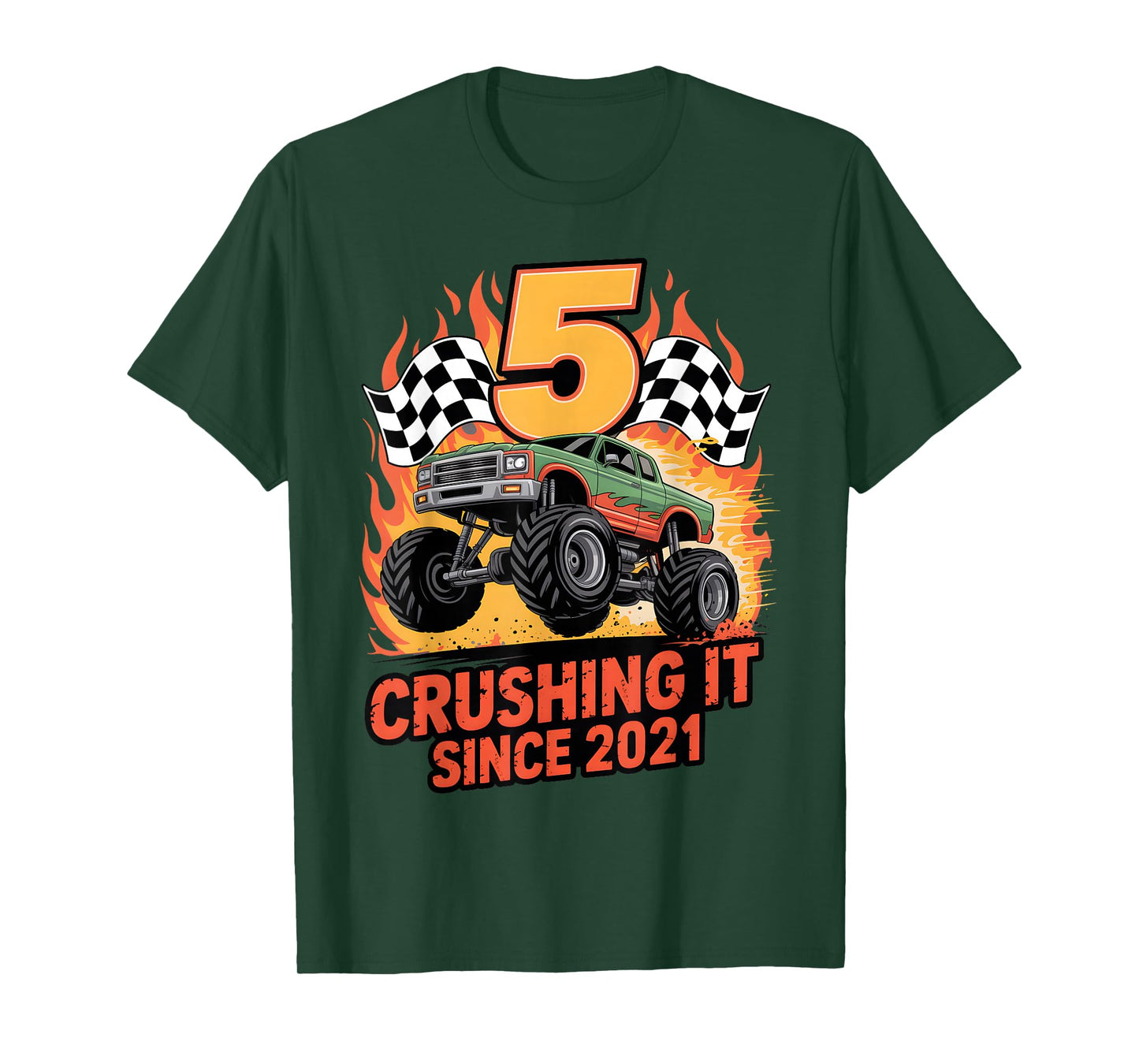 Crushing It Since 2021 Monster Truck 5 Year Old Birthday Boy T-Shirt