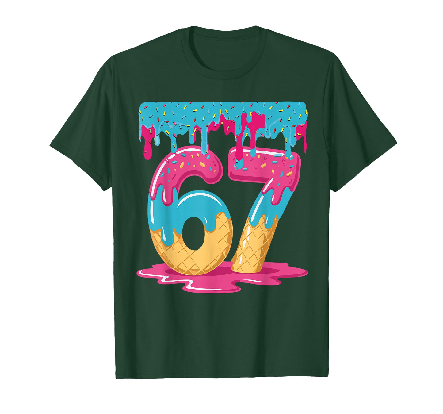 67 Ice Cream Drip Meme Six Seven Gen Alpha Slang T-Shirt