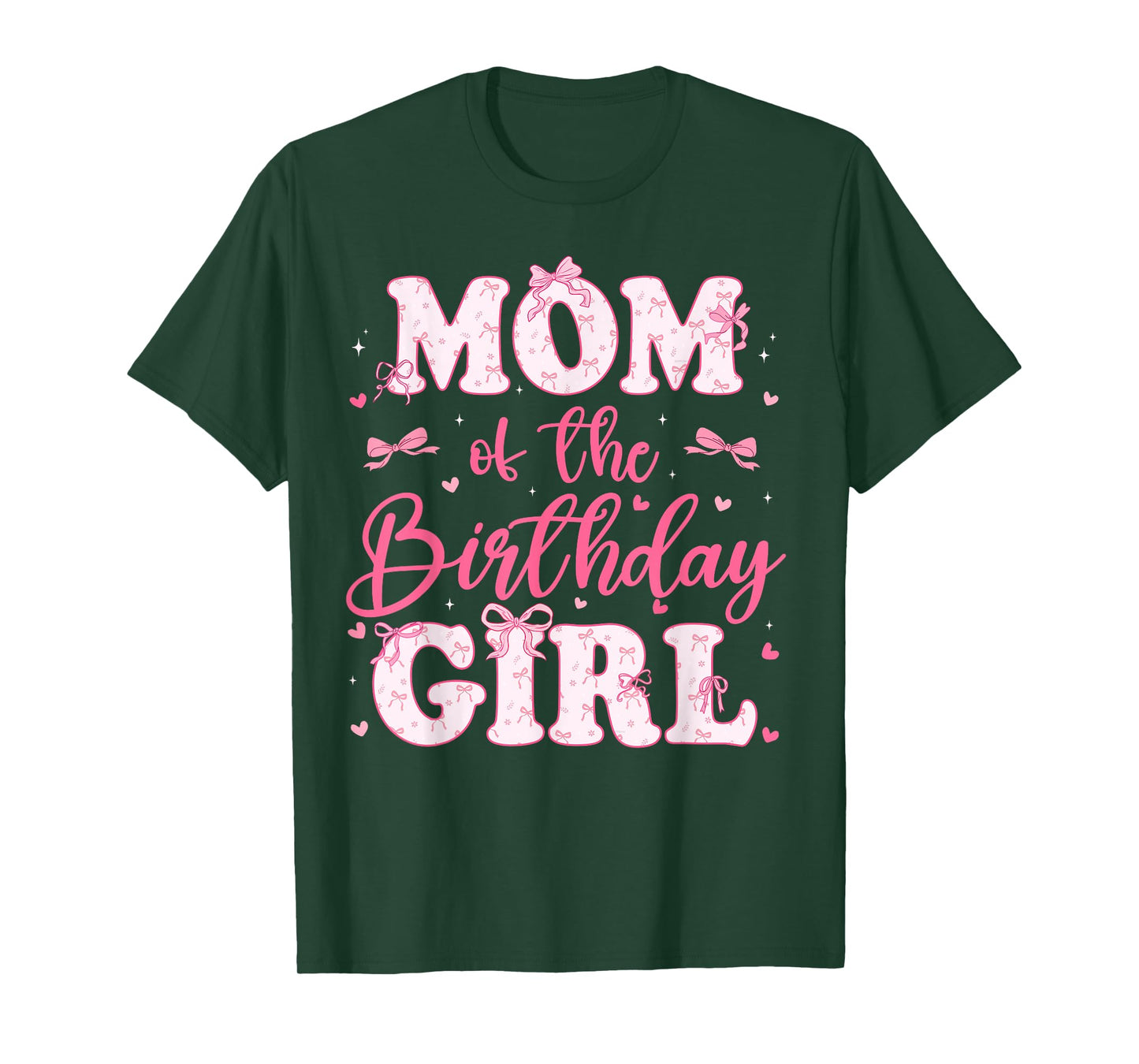 Mom Of The Birthday Girl Coquette Bow Birthday Family T-Shirt