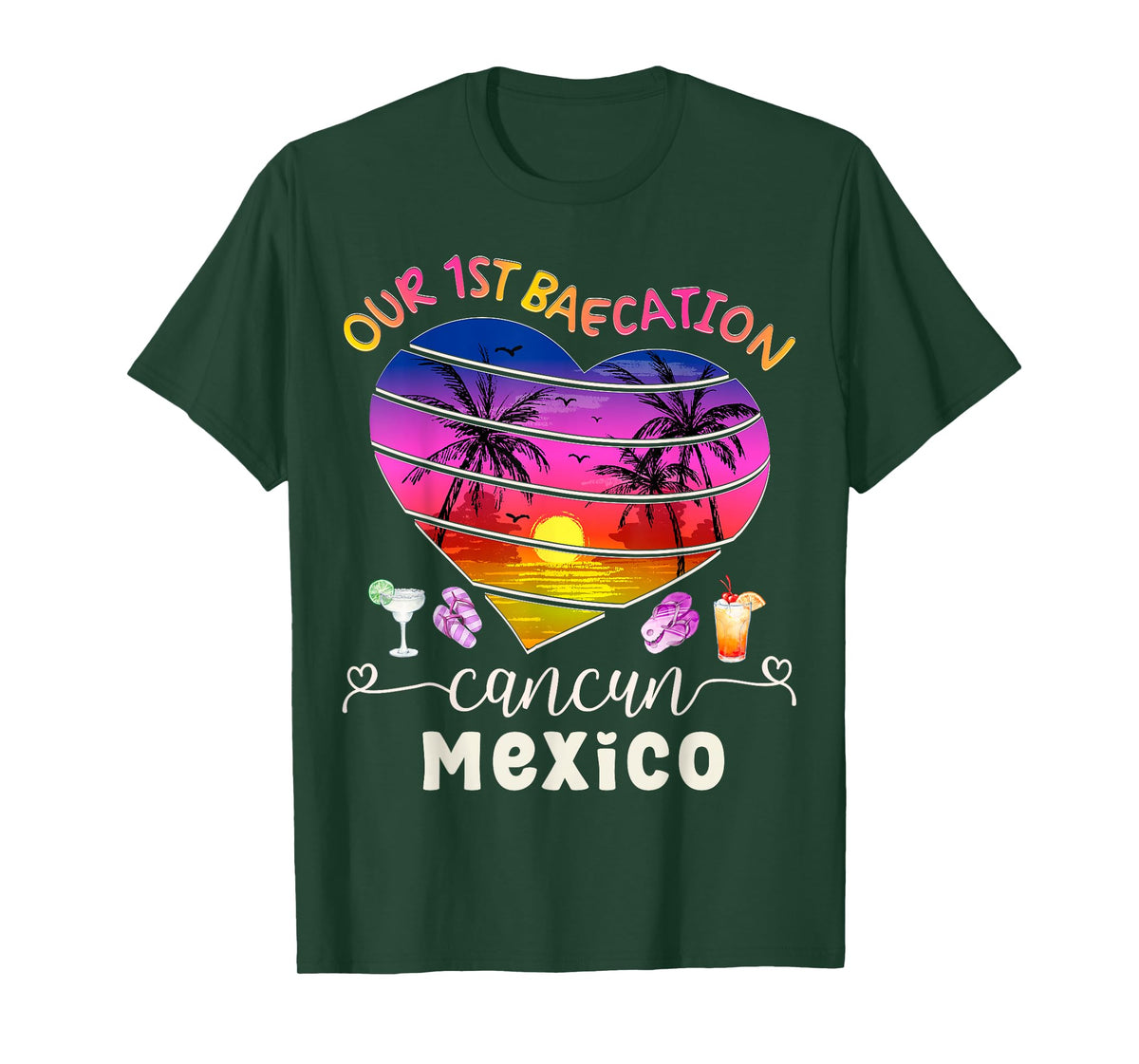 Our 1st Baecation Summer Vacation Cancun Mexico Couples Trip T-Shirt