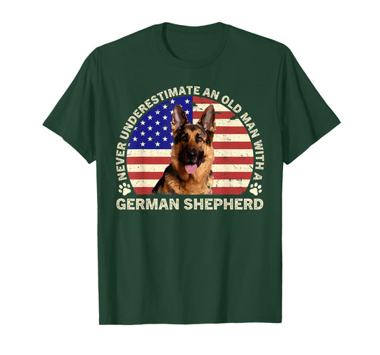 Never Underestimate an Old Man with A German Shepherd T-Shirt