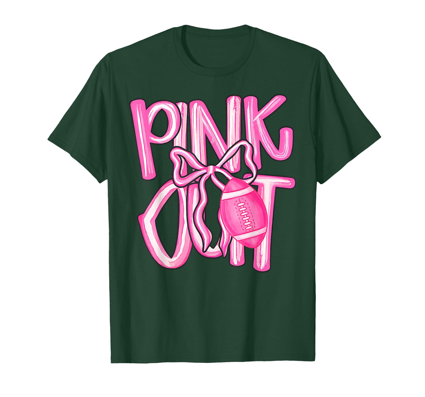 Pink Out Football Bow Preppy Breast Cancer Awareness Women T-Shirt