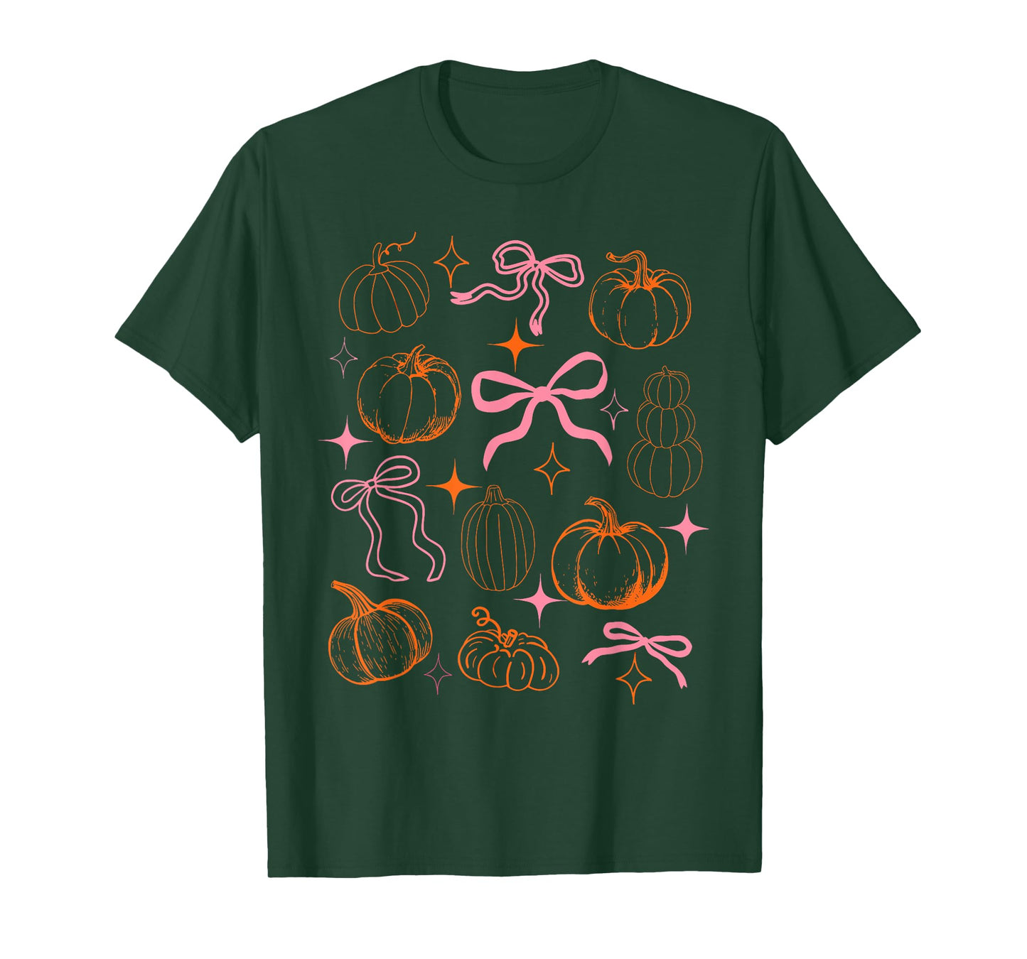 Coquette Bow Pumpkin Season Leaves Thanksgiving Autumn Fall T-Shirt