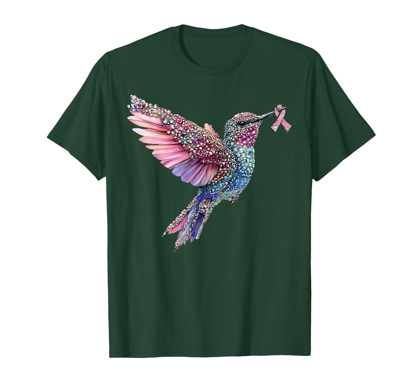 Hummingbird Pink Ribbon Breast Cancer Awareness T-Shirt