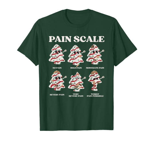 Funny Pain Scale Xmas Tree Cakes Nurse Christmas Pajamas Pjs T-Shirt