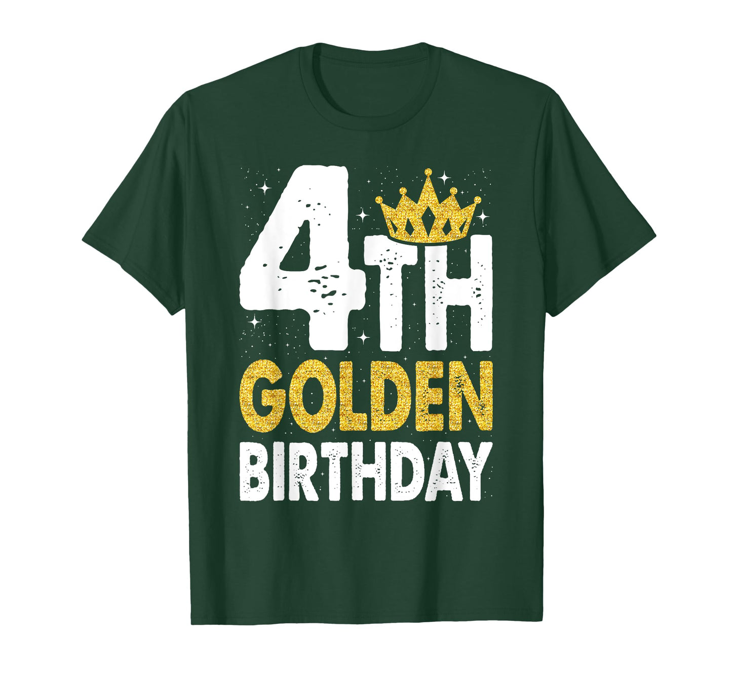 Kids 4th Golden Birthday Year Age Crown T-Shirt