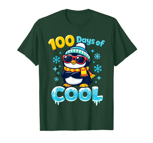 100 Days of Cool Penguin with Sunglasses 100th Day of School T-Shirt