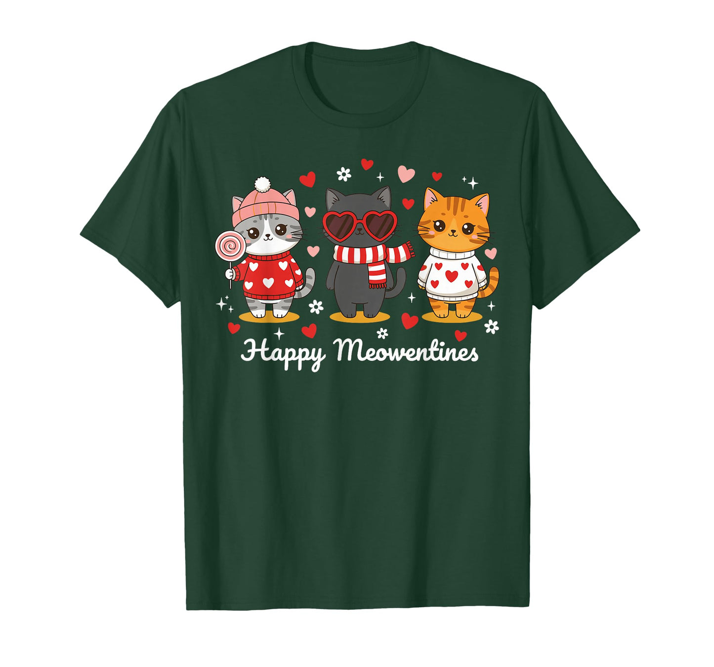 Happy Meowentines Cute Valentine Cat Lovers Girls Women Kid T-Shirt