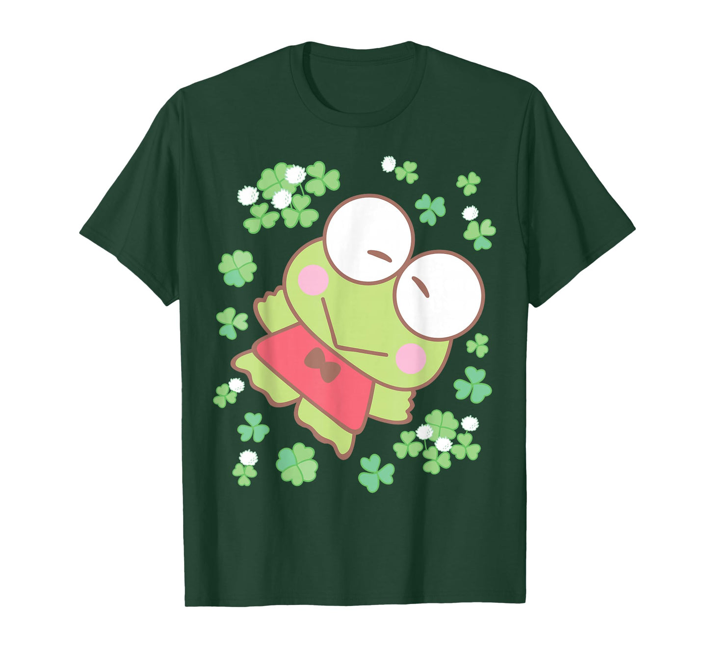 Hello Kitty St. Patrick's Day Keroppi Surrounded by Clovers T-Shirt