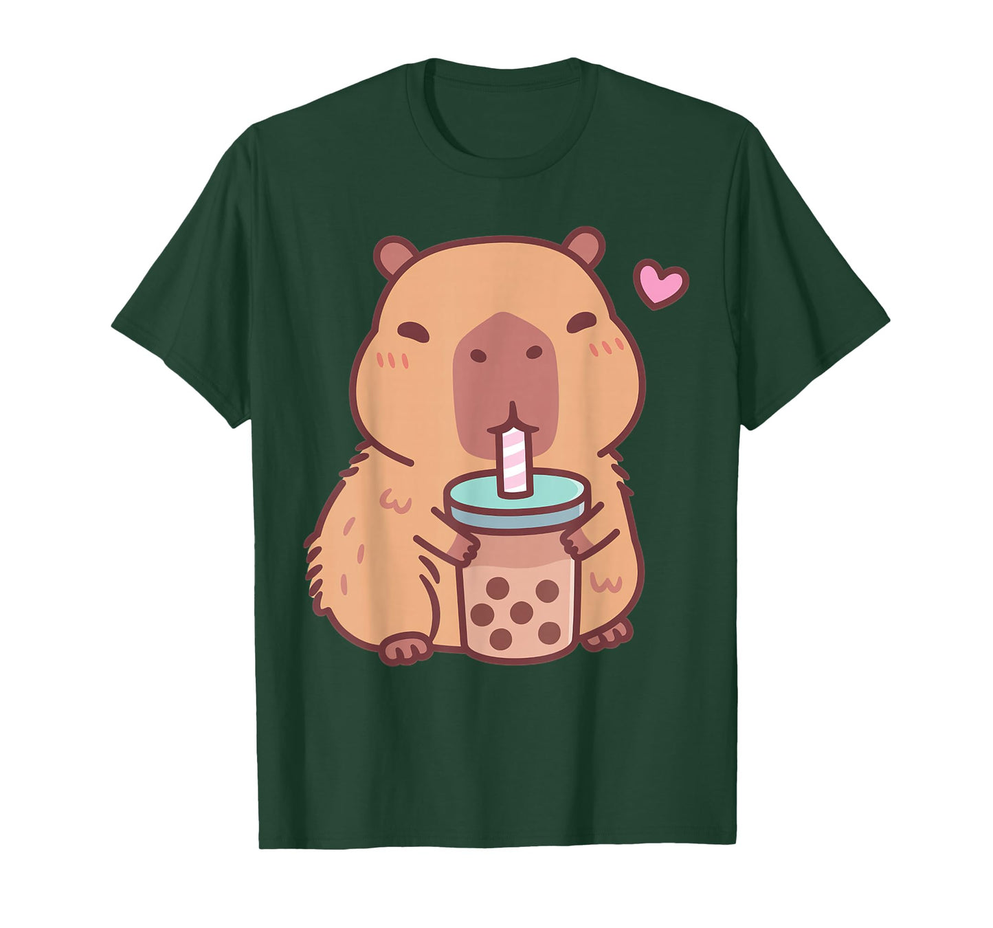 Cute Capybara Kawaii Anime Drinking Bubble Tea Lover Girls T-Shirt