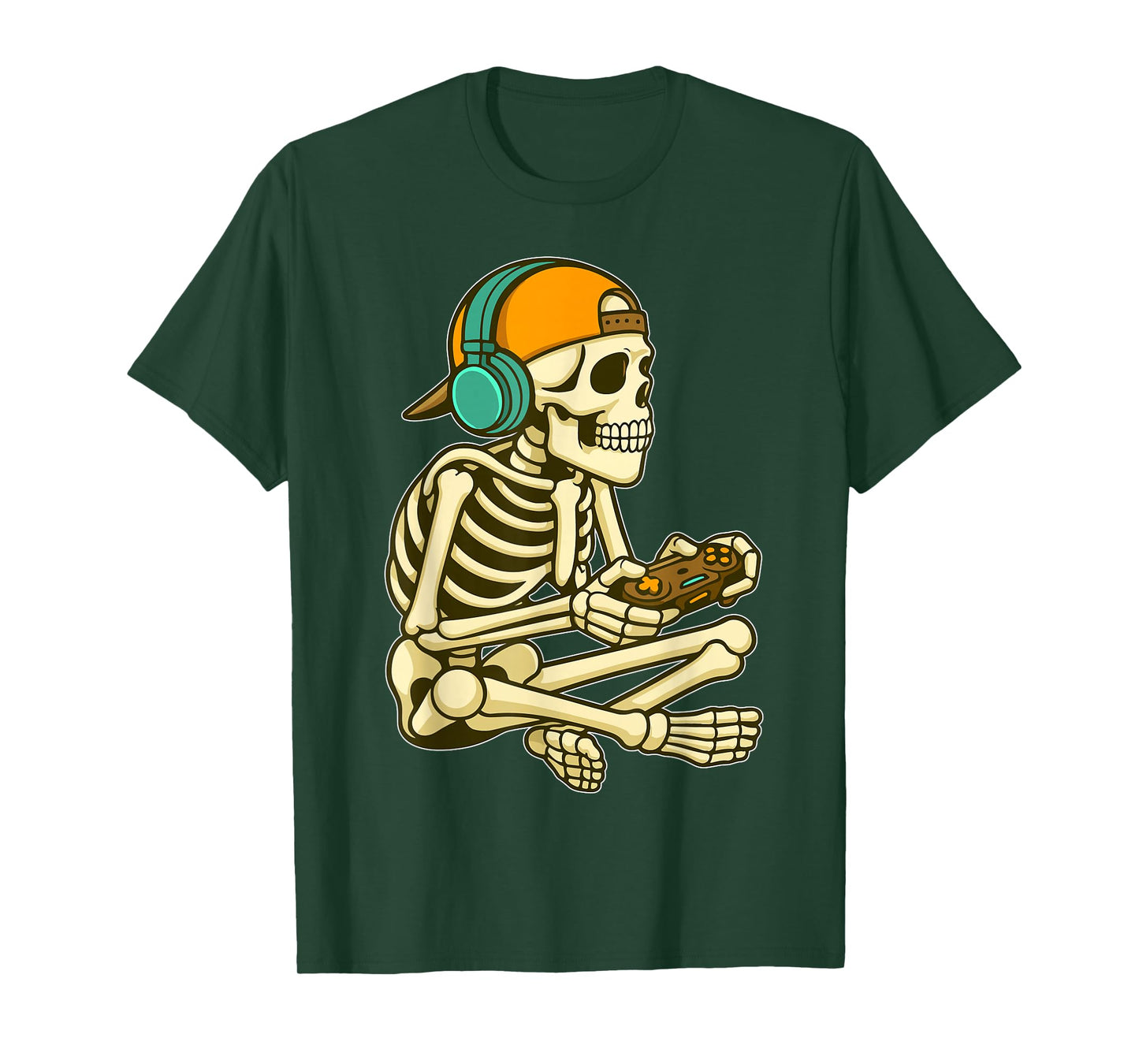 Gamer Skeleton Halloween Boys Gamer Video Gaming Kids Men T-Shirt