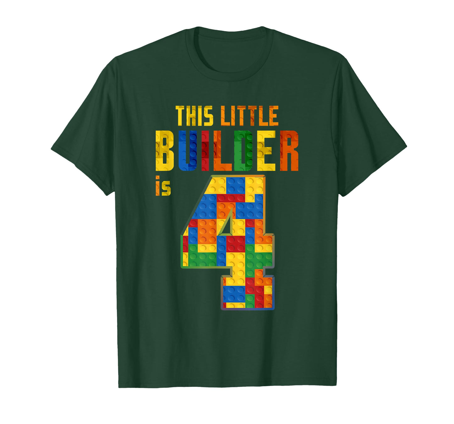 This Little Builder Is 4 Building Blocks 4th Birthday Kids T-Shirt