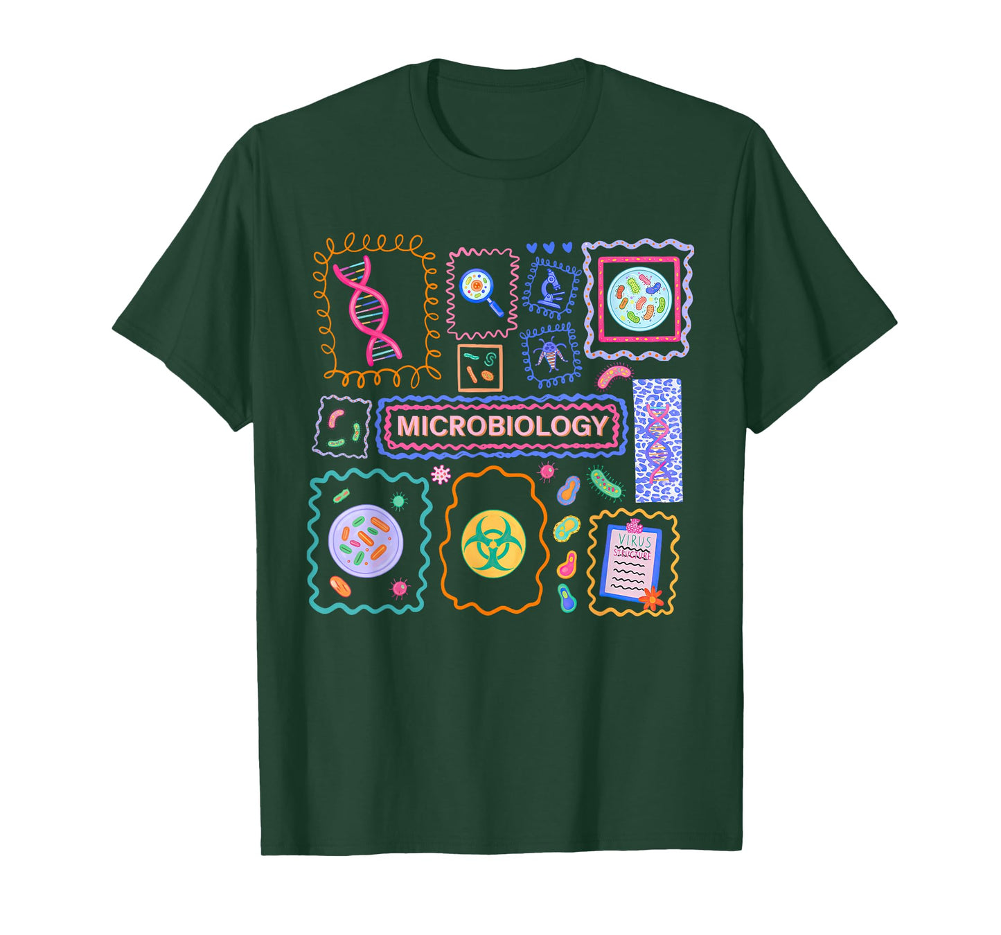 Stamp Microbiology Biology Lab Technologist Science Teacher T-Shirt