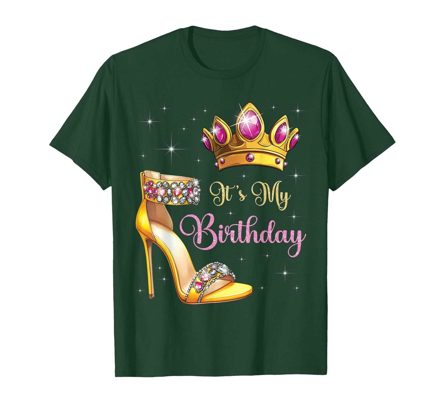 It's My Birthday High Heel Crown Butterflies Stars B-Day T-Shirt
