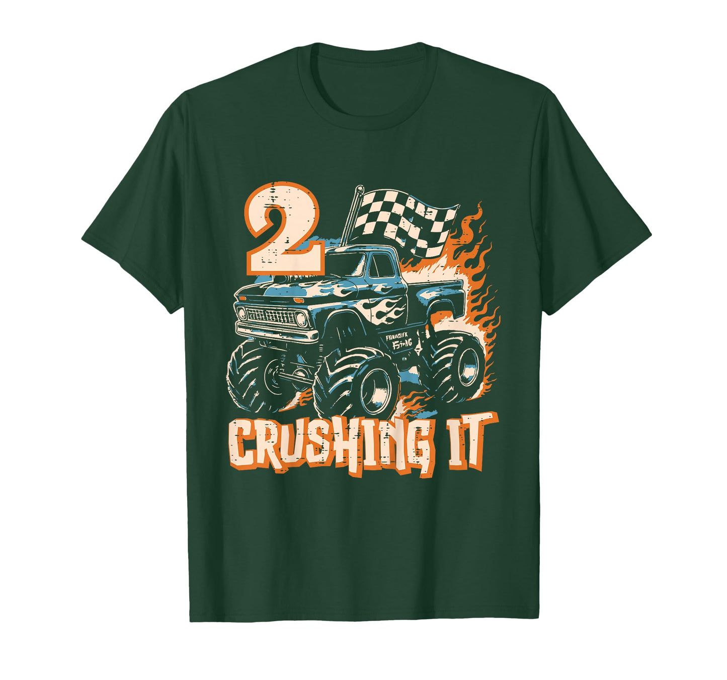 Kids 2 Crushing It Monster Truck 2nd Birthday Bday Boys Toddler T-Shirt