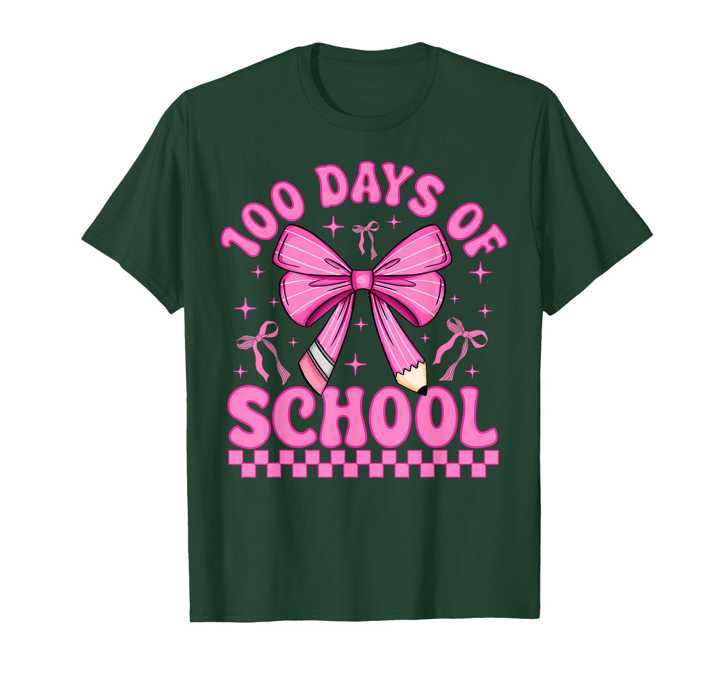 100 Days of School Girls Coquette Bow 100th Day of School T-Shirt