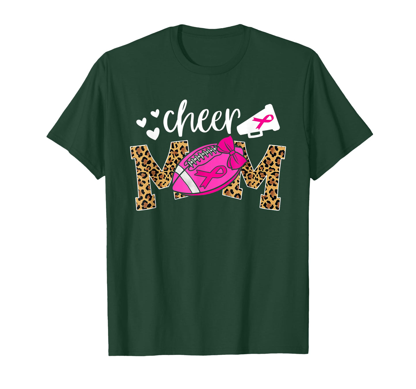 Football Cheer Mom Pink Leopard Breast Cancer Awareness T-Shirt