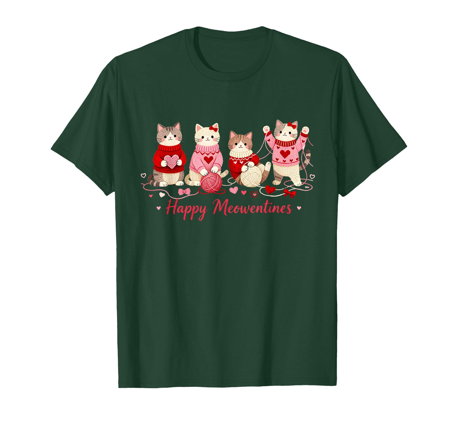 Happy Meowentines Cute Cat Valentine Love Crochet Yearn T-Shirt