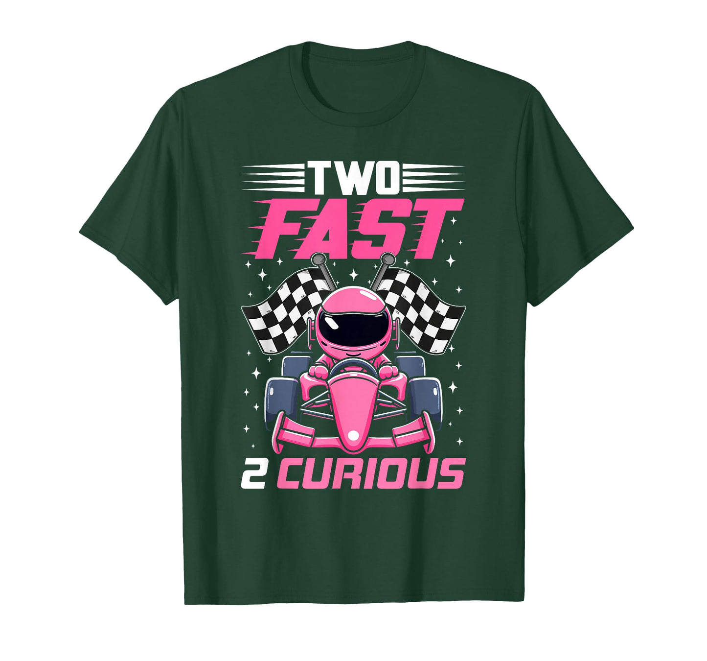 Girl Race Car Birthday Decorations Two Fast 2 Curious 2nd T-Shirt