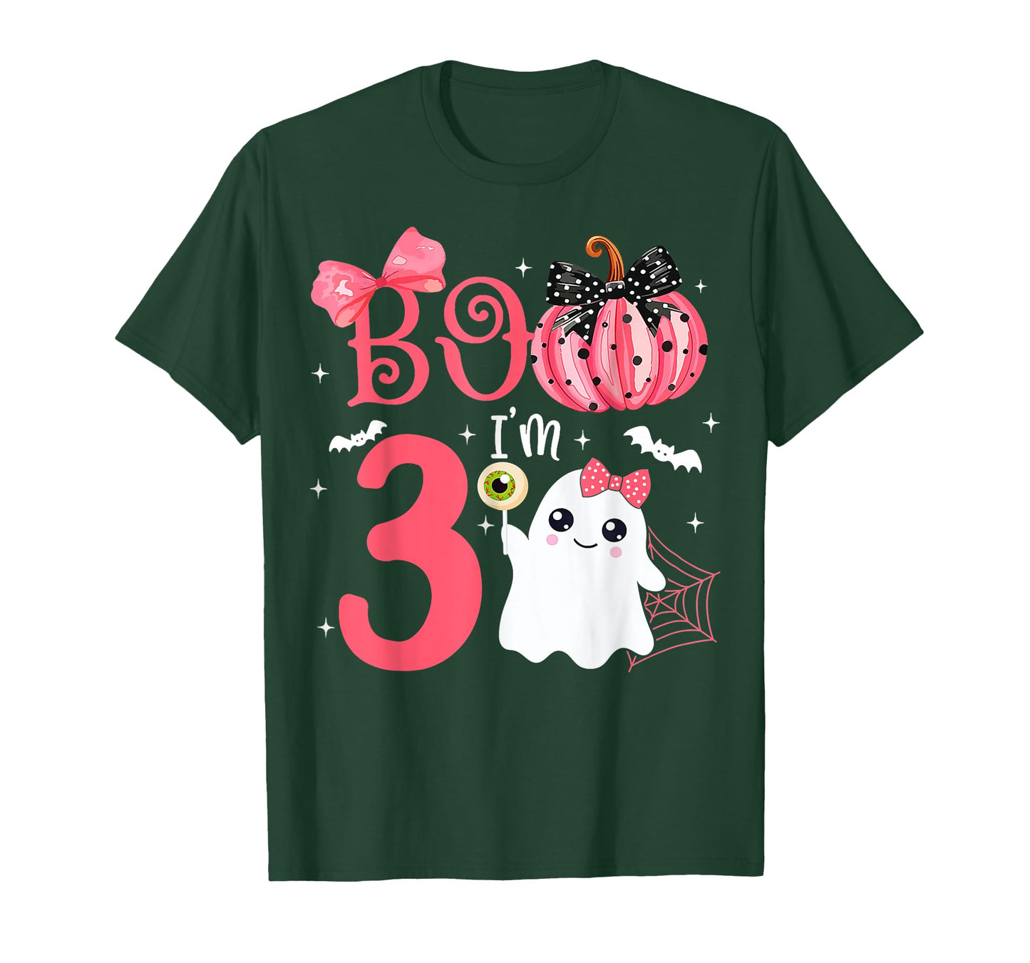 Boo I'm 3 Years Old Ghost 3rd Birthday Halloween Ghost Girls T-Shirt