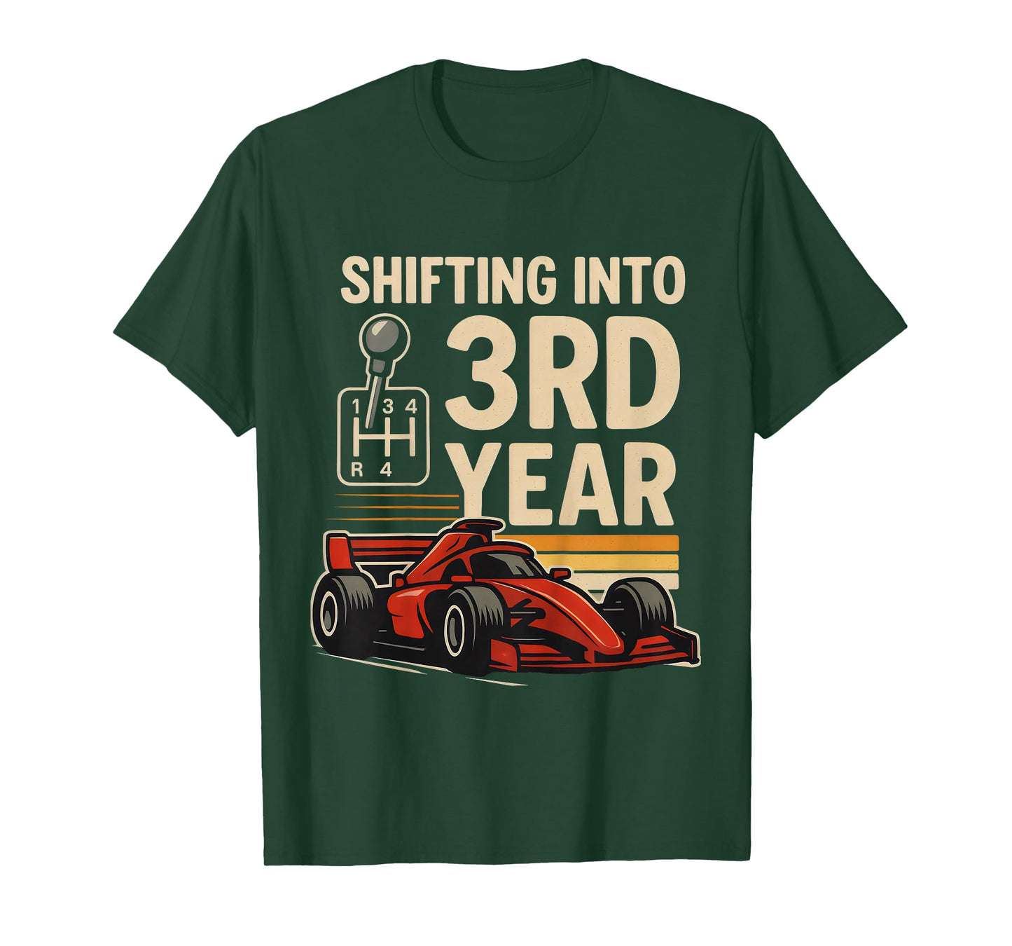 Kids Shifting into 3rd Year Girl Boy Racing Car 3rd Birthday T-Shirt