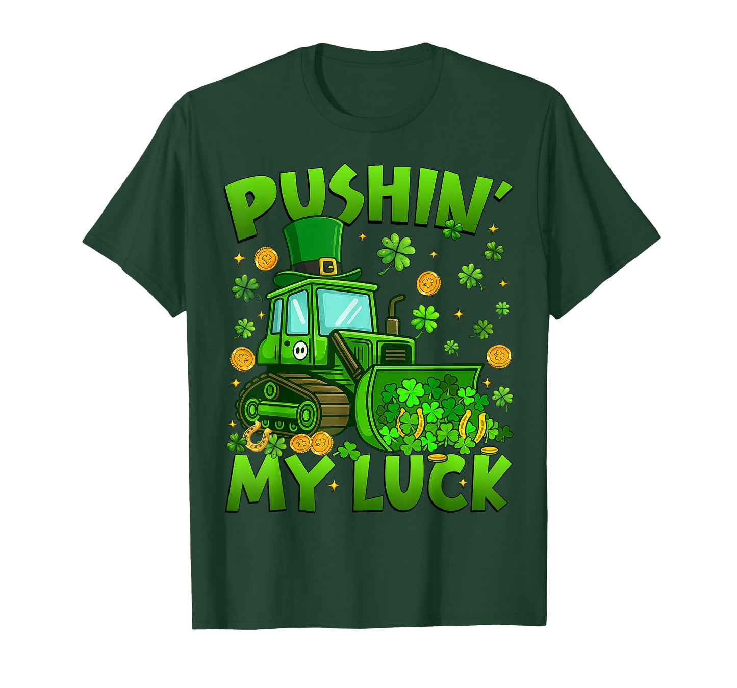 Pushing My Luck Tractor St Patricks Day Boys Toddler Kids T-Shirt