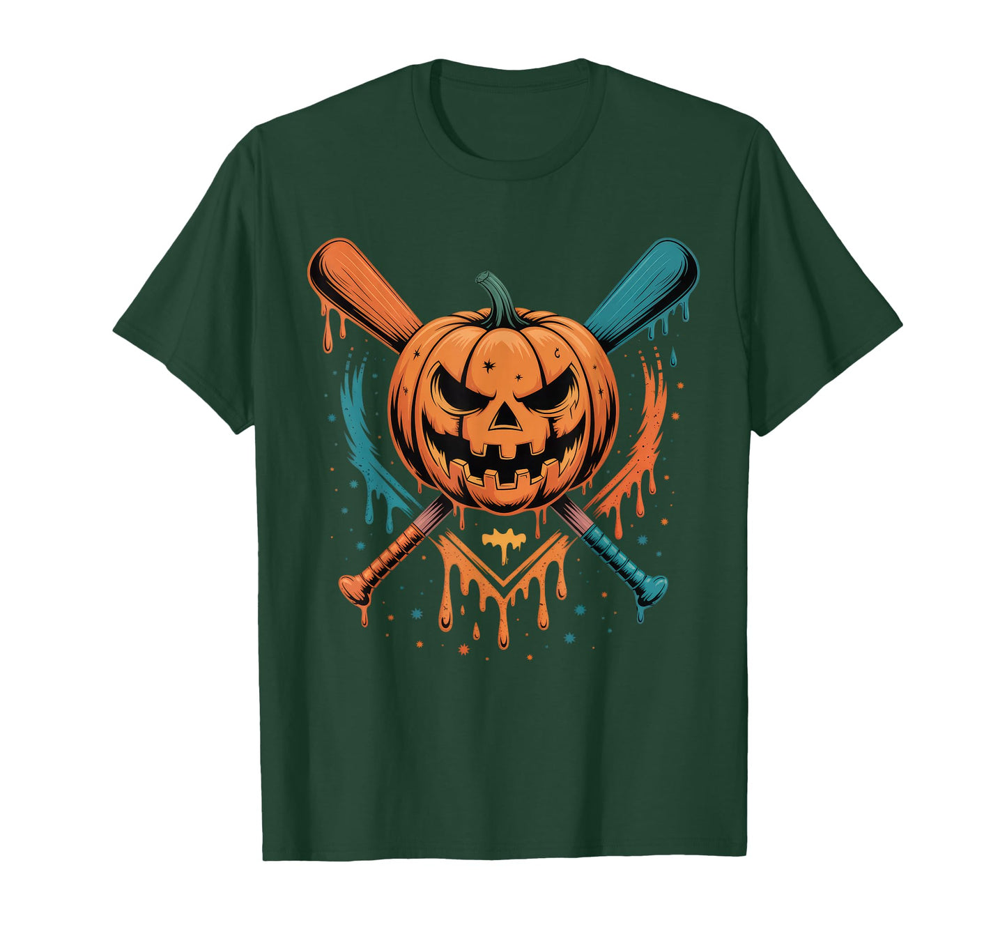 Pumpkin Halloween Baseball Ice Cream Drip Spooky Boys Youth T-Shirt