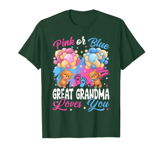 Bears Pink Or Blue Great Grandma Loves You Gender Reveal T-Shirt