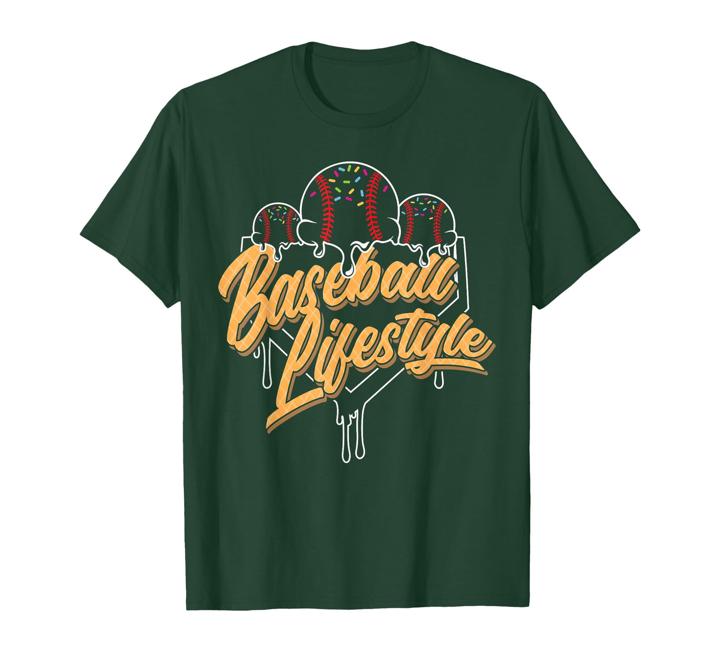 Baseball Lifestyle Home Plate Ice Cream Drip Men Boys Youth T-Shirt