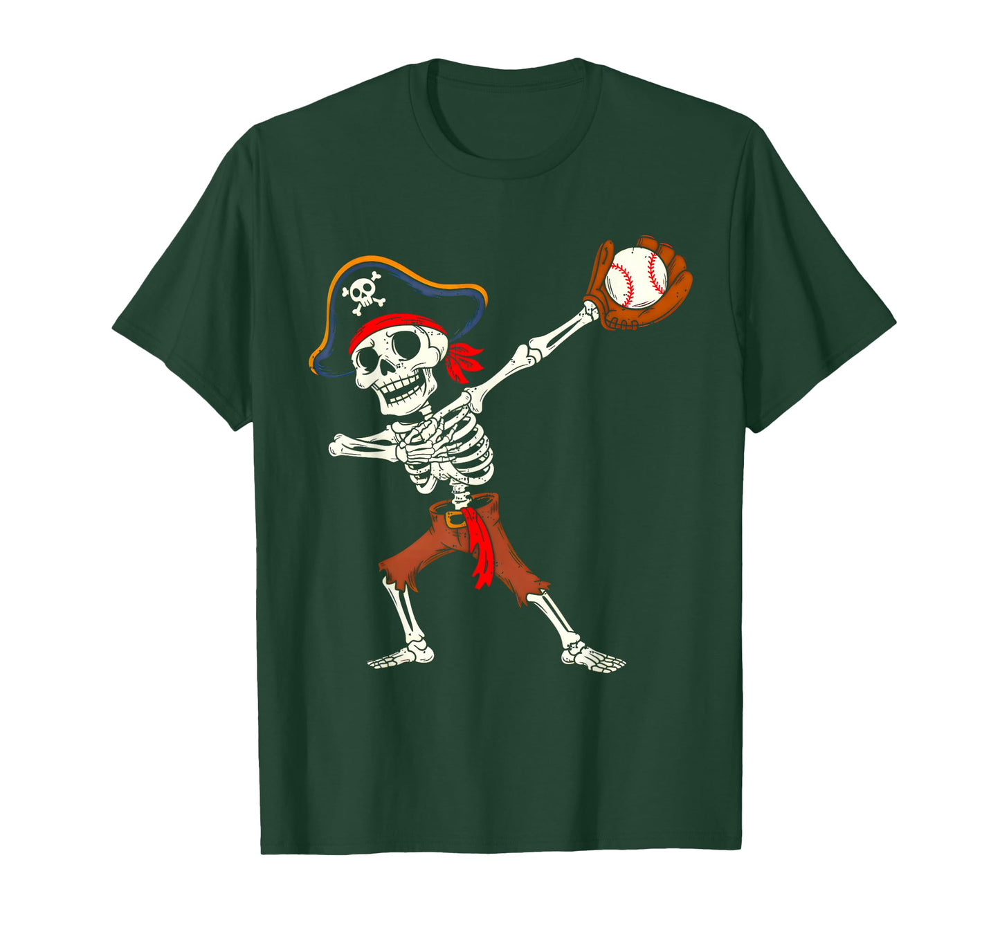 Skeleton Pirate Baseball Halloween Costume Boys Kids Toddler T-Shirt