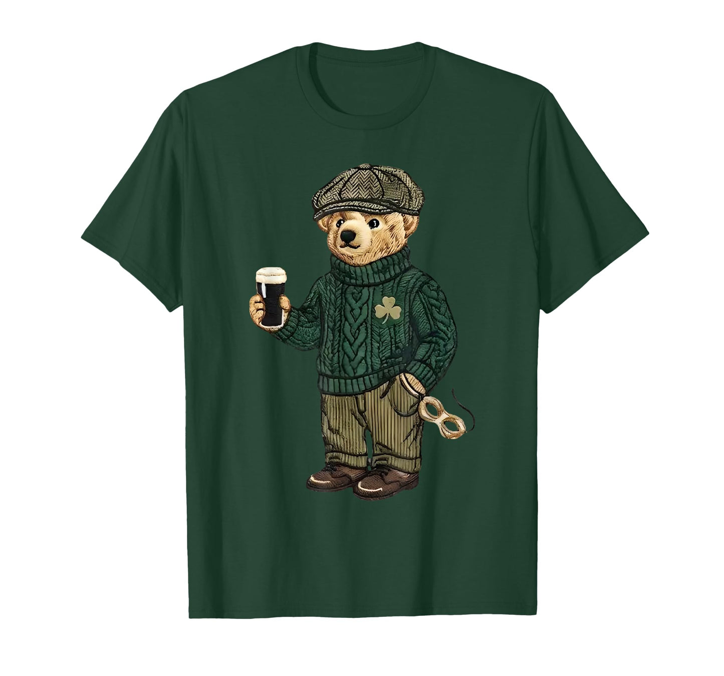 Cool Funny Teddy Bear Feeling Lucky Drinking St Patricks Day T-Shirt