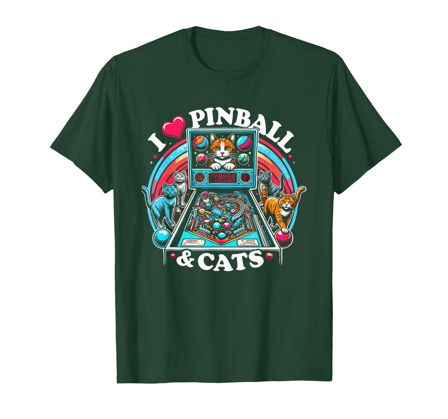 Pinball and Cats 90s Nostalgia Pinball Wizard Pet Cat Lover Men Women T-Shirt