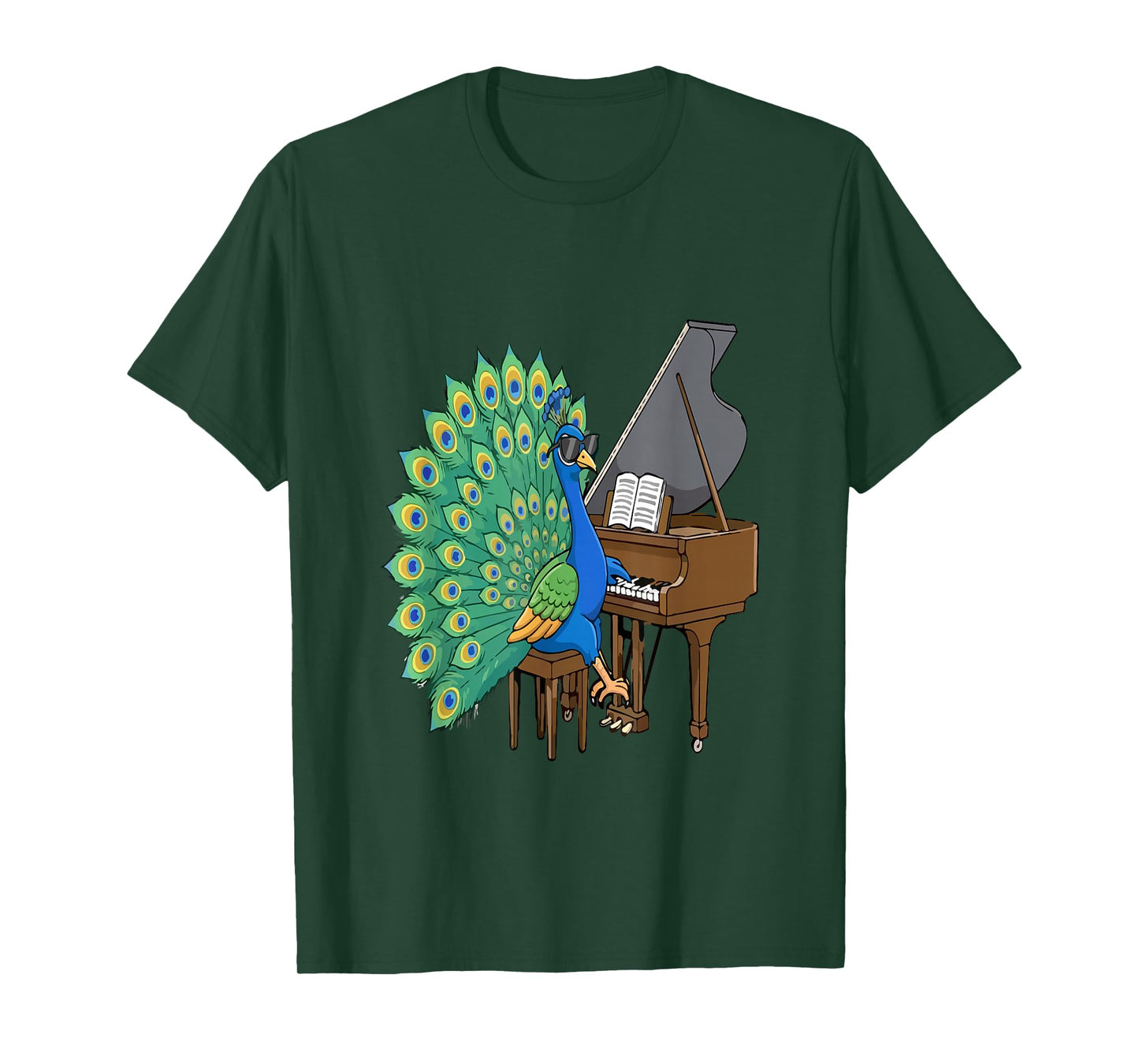 Peacock Playing Piano Instrumentalist Funny Bird Lover T-Shirt