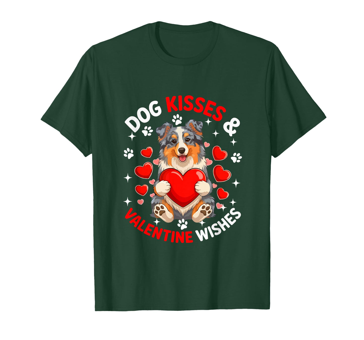 Dog Kisses and Valentine Wishes Cute Aussie Owner Kids T-Shirt
