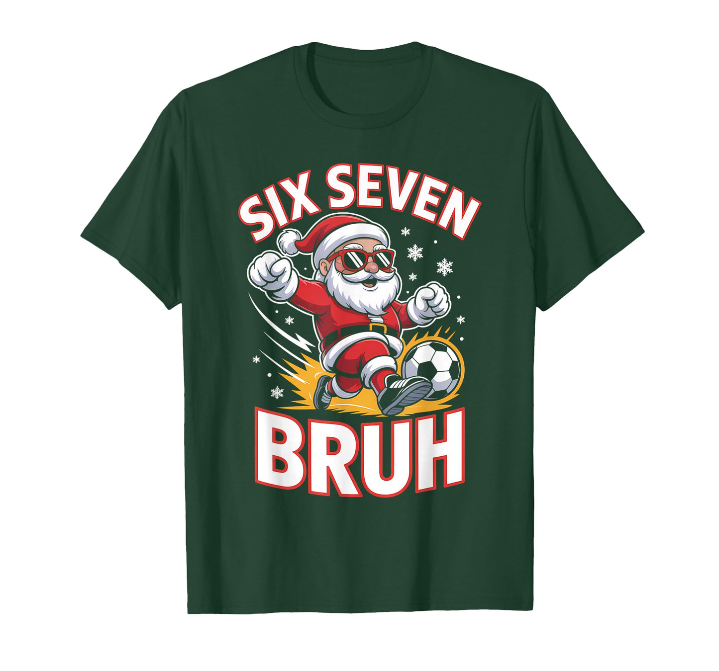 Funny 67 Meme Christmas Soccer Santa Bruh Xmas Pajamas Boys T-Shirt