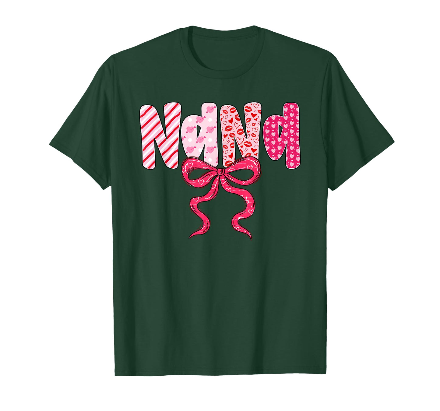 Nana Valentine Pink Coquette Bow Valentine's Day Grandma T-Shirt