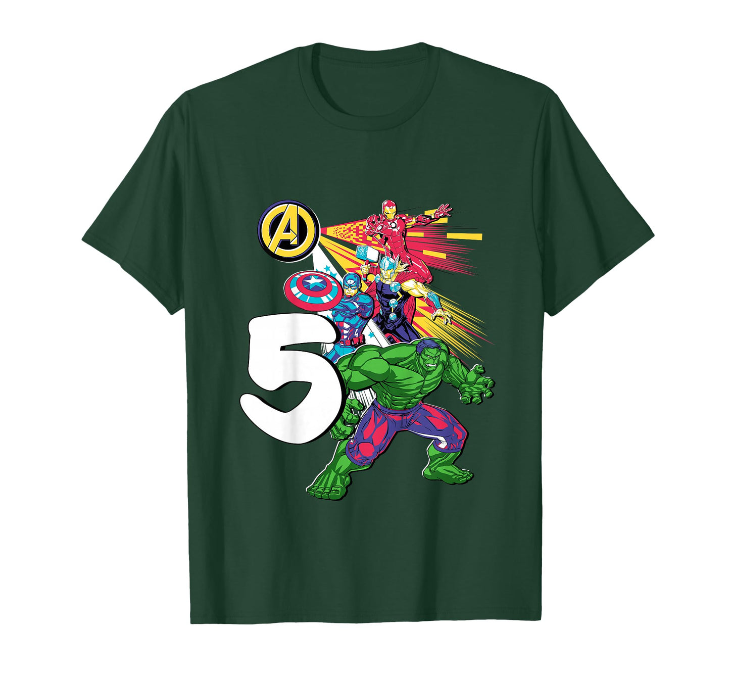 Marvel Super Heroes Avengers 5 Year Old Fifth Birthday T-Shirt