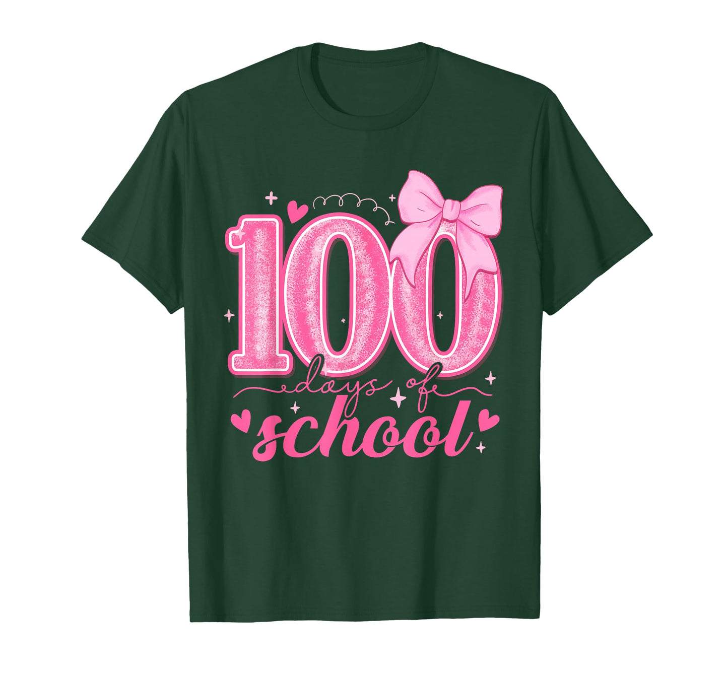 100 Days of School Bow 100th Day of School Teachers Girls T-Shirt