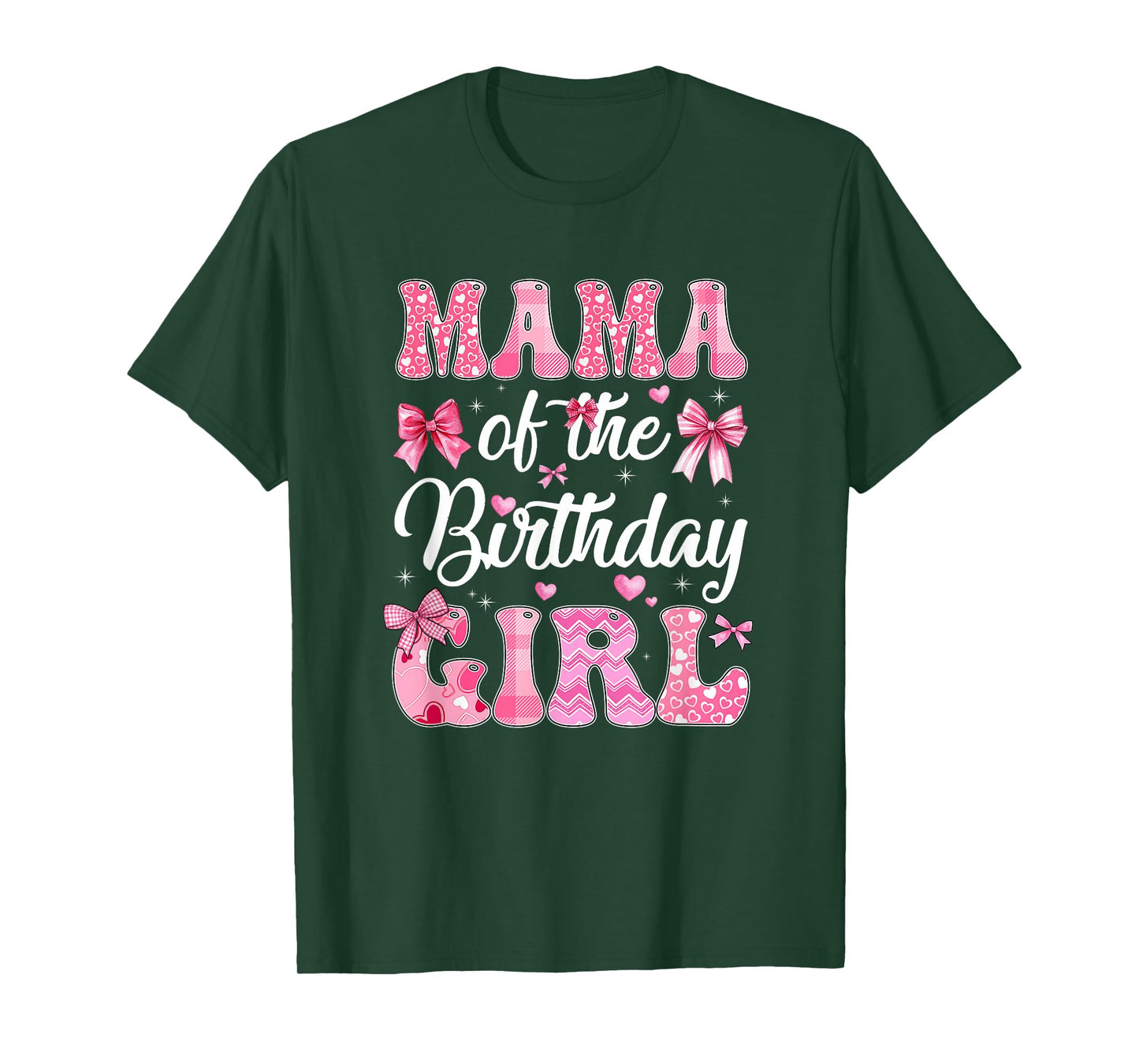 Mama Of The Birthday Girl Family Pink Coquette Bow T-Shirt
