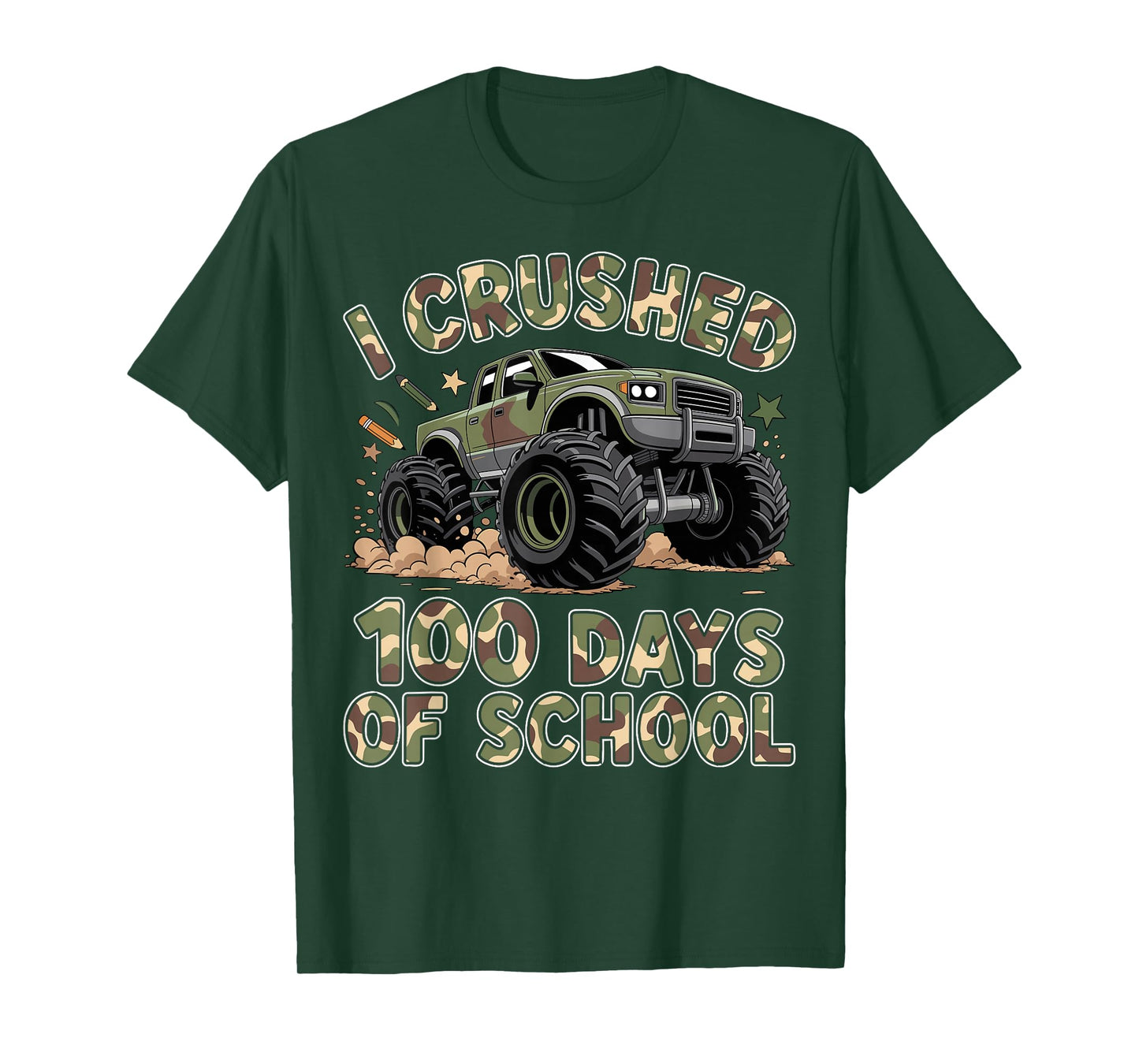100 Days of School Monster Truck 100th Day of School Boys T-Shirt
