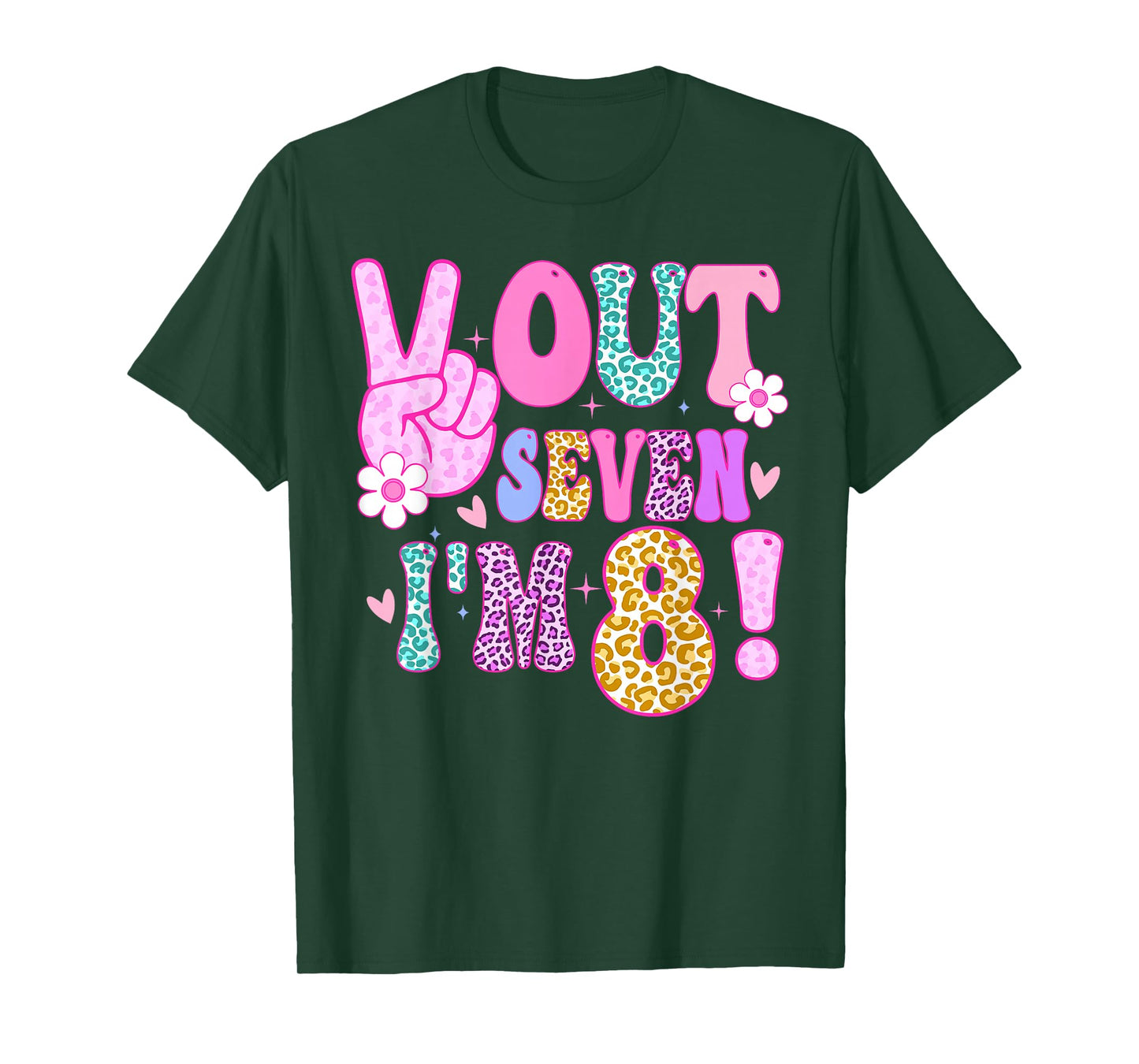 Peace Out Seven I'm 8 Eight Year Old Girl 8th Birthday T-Shirt