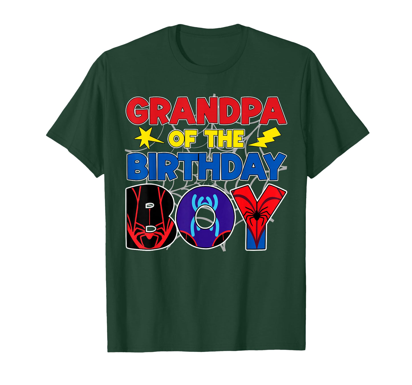 Grandpa Of The Birthday Boy Matching Spider Family Birthday T-Shirt