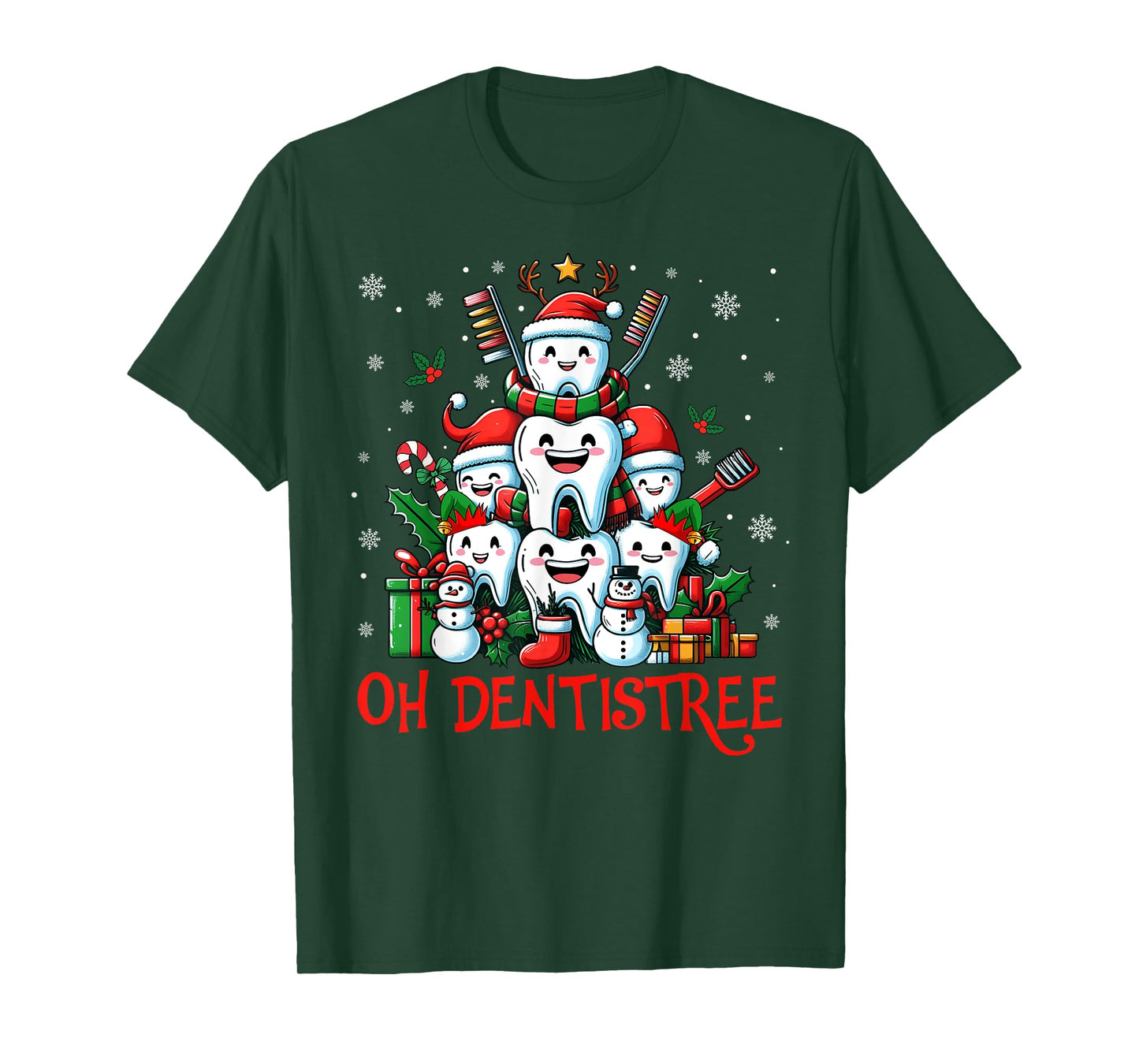 Funny Christmas Dentist Tree Dental Oh Dentistree Tooth Tree T-Shirt