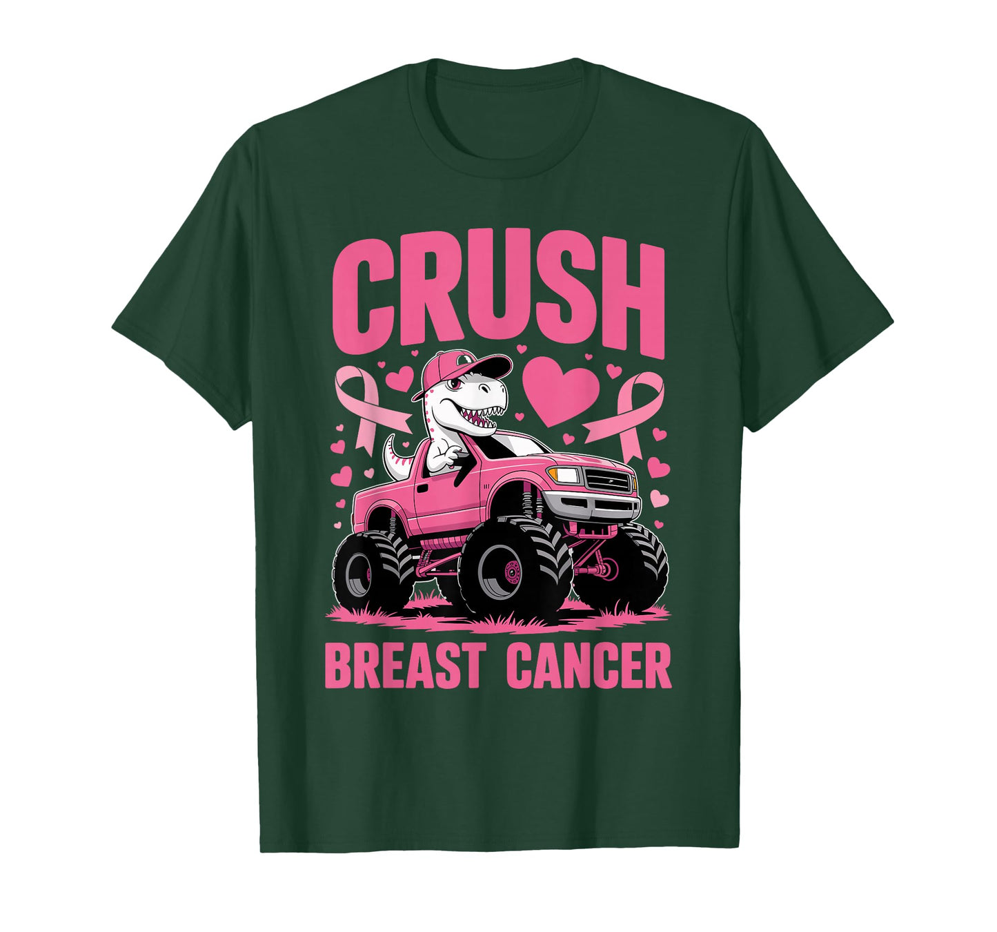 Crush Breast Cancer Awareness Monster Truck Toddler Boy Kids T-Shirt